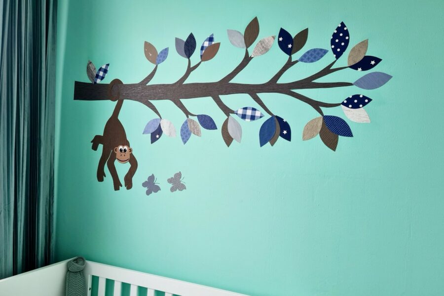 sierlijke behangtak muurdecoratie babykamer behang met aap