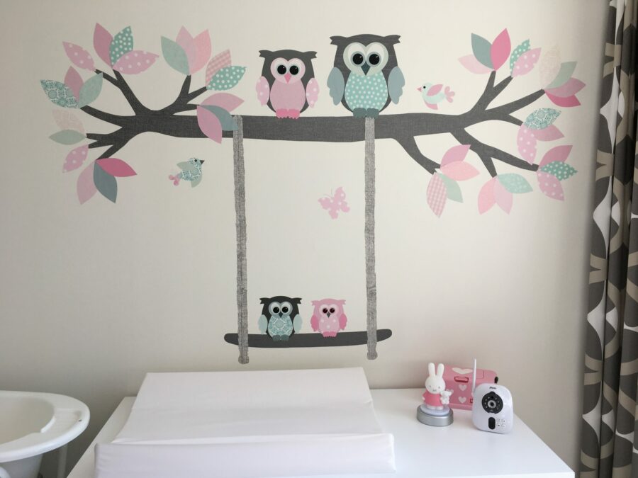 vrijhangende behangtak muurdecoratie kinderkamer baby handmade behang