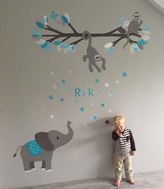 Apen behang behangbeest kinderkamer babykamer muurdecoratie baby