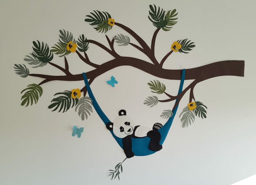 Tropische bloemen behang babykamer kinderkamer muurdecoratie