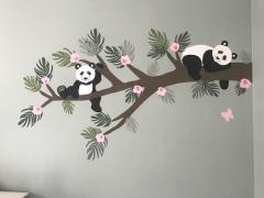 Panda behang muurdecoratie babykamer pandabeer trend bamboe newborn