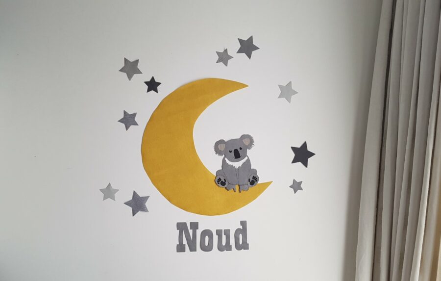 Koala behangdecoratie muursticker oudgroen babykamer muurdeco behang
