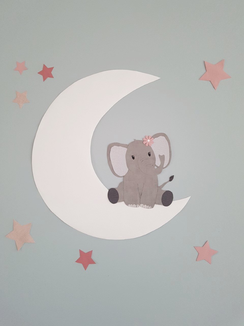Olifant muurdecoratie babykamer behang maan