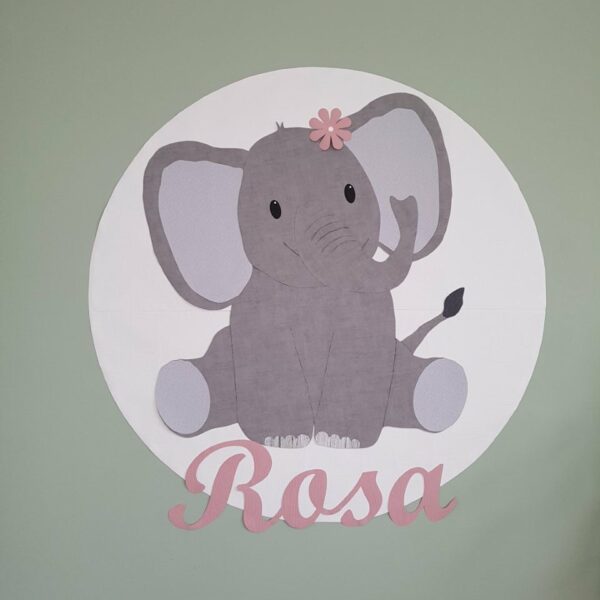 muurcirkel olifant behang babykamer met naam