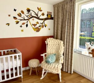 Vos-muurdecoratie-okergeel-roest-zwart-effen