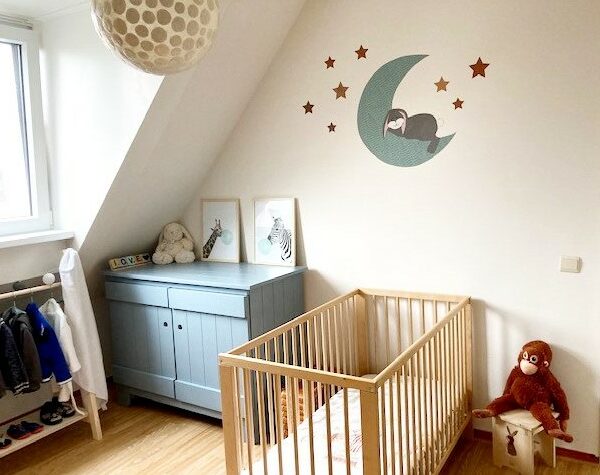 Maan behangdecoratie babykamer behang slapend konijn muursticker behangsticker muurdecoratie kinderkamer
