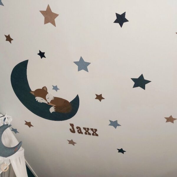 Maan behangdecoratie babykamer behang slapende vos muursticker behangsticker muurdecoratie kinderkamer