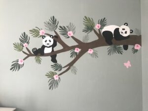 Behangdecoratie pandabeer pandatak babykamer behang jungle muursticker behangsticker vliesbehang babykamerinrichting