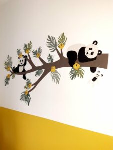 Behangdecoratie pandabeer pandatak babykamer behang jungle muursticker behangsticker vliesbehang babykamerinrichting