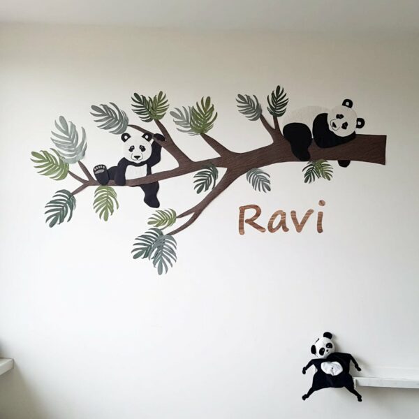Behangdecoratie pandabeer pandatak babykamer behang jungle muursticker behangsticker vliesbehang babykamerinrichting
