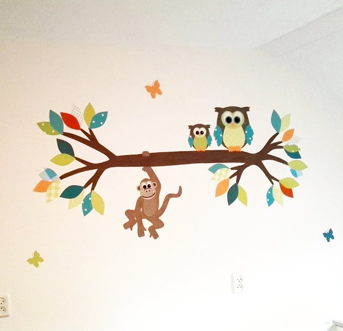 vrijhangende behangtak muurdecoratie kinderkamer baby handmade behang