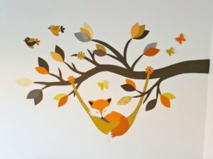 vos muurdecoratie behang oranje-bruin-okergeel