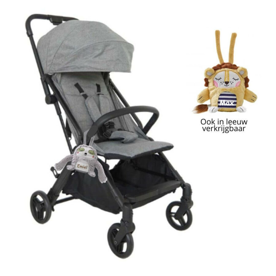 Knuffel-buggyhanger met naam en geluidrecorder