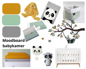 Moodboard okergeel babykamer