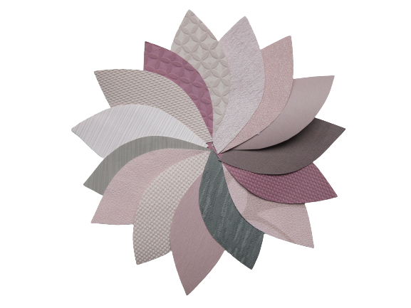 Bladermix pastel roze-oudroze-vergrijsd roze-warm lila- auberginepaars