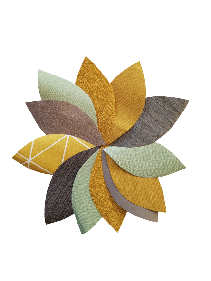 Bladermix okergeel-bruin-taupe-pastelgroen