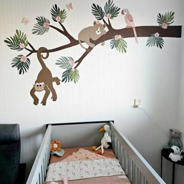 Jungletak muurdecoratie babykamer behang kinderkamer met jungle dieren