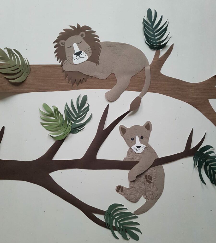muurdecoratie jungle tak kleuren
