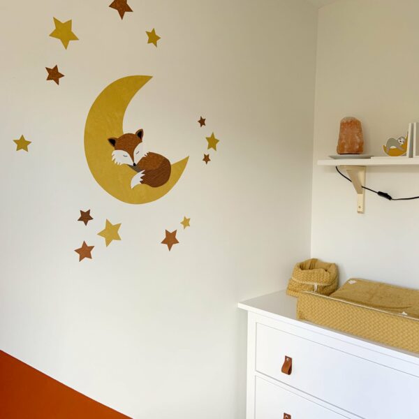 maan vos behang muurdecoratie babykamer