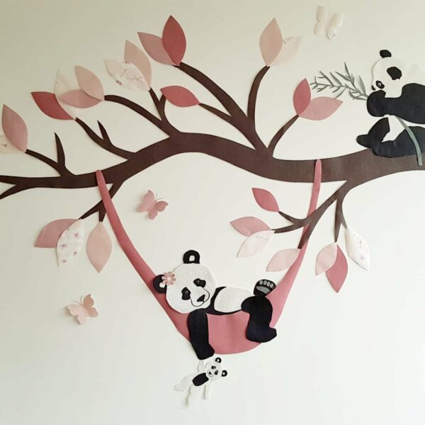 Panda muurdecoratie babykamer roze