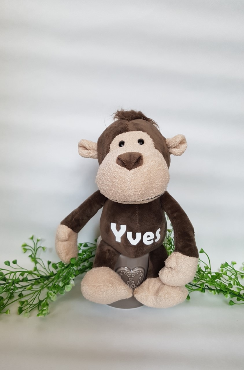 Aap knuffel 25 cm met naamopdruk