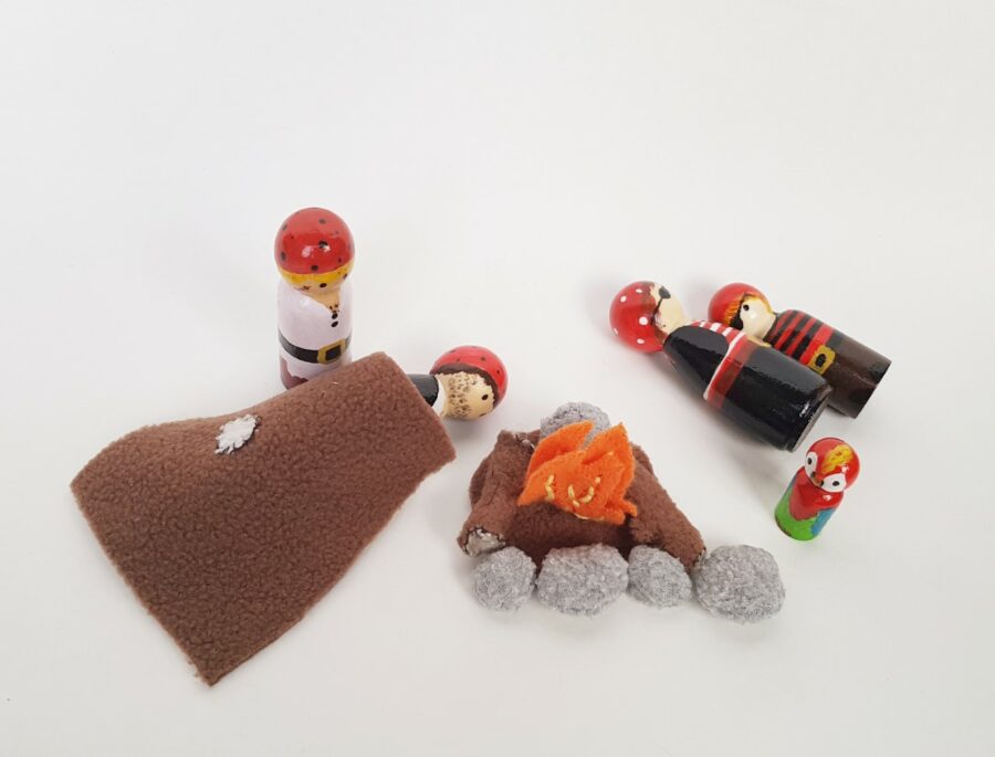 Piraten pegdolls kampvuur houten poppetjes